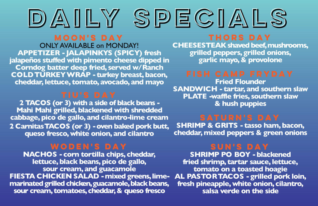 Menus Pinky’s Westside Grill™