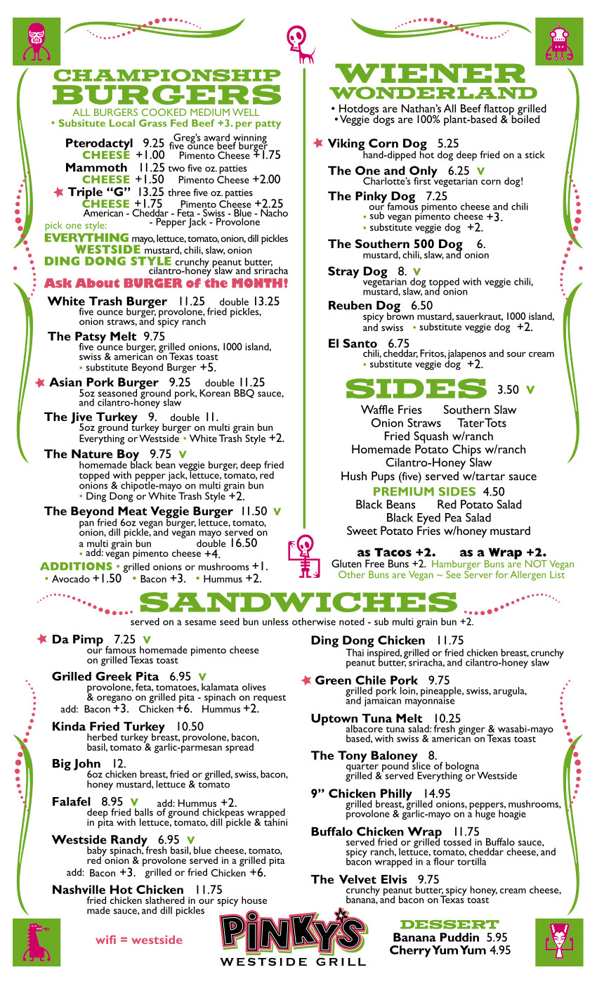 Menus Pinky’s Westside Grill™
