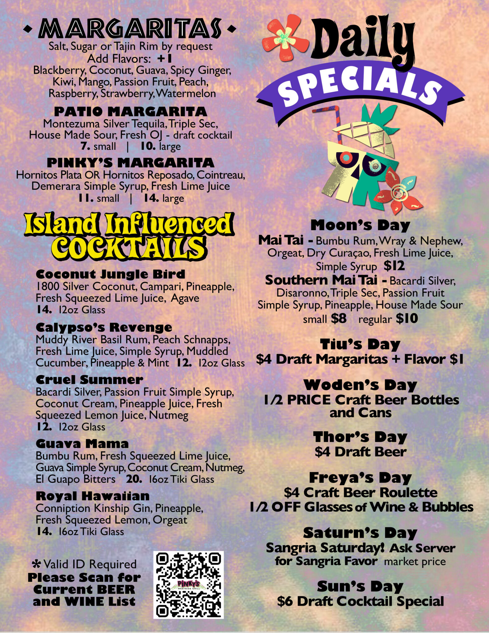 Menus Pinky’s Westside Grill™